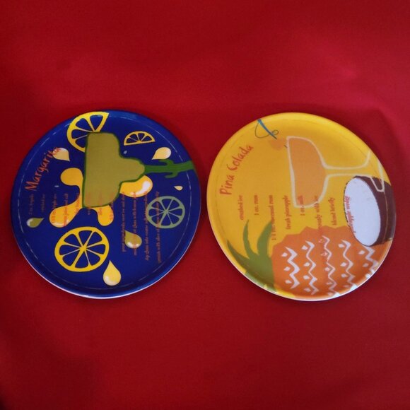 Precidio Melamine Snack Plate Pinacolada Margarita Recipe Set of 2 - Picture 11 of 11